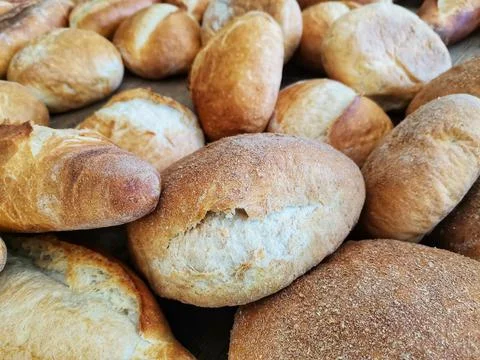 Breads. Fresh breads in the bakery. Stock Photos