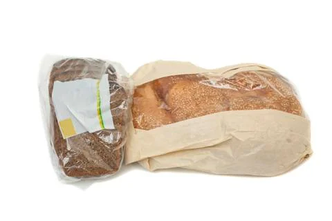 Breads in plastic bag Stock Photos
