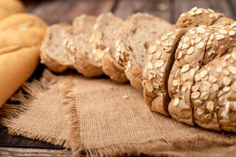 Breads sliced on the sack Stock Photos