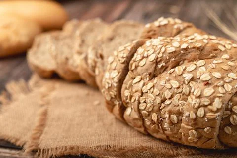 Breads sliced on the sack Foto stock