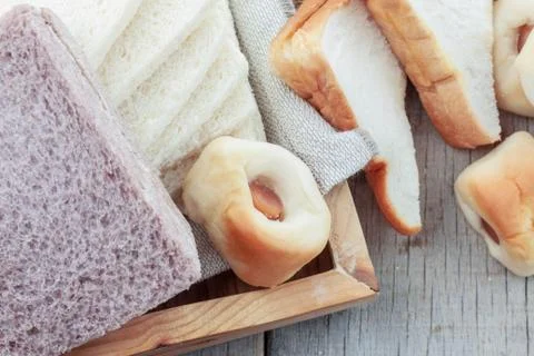 Breads on wooden. Stock Photos