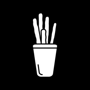 Breadsticks dark mode glyph icon Stock Illustration