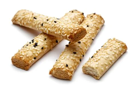 Breadsticks or grissini on white background Stock Photos