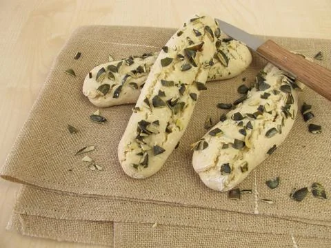 Breadsticks with pumpkin seed Stock Photos