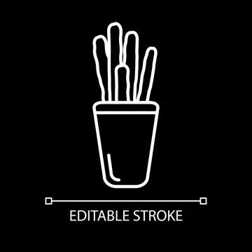 Breadsticks white linear icon for dark theme Stock Illustration
