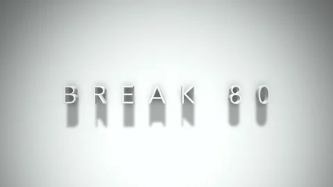 Break 80 3D title animation with shadows on a white background Stock Footage 297381023