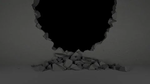 Break in the black wall in the form of a semicircle Stock Illustration