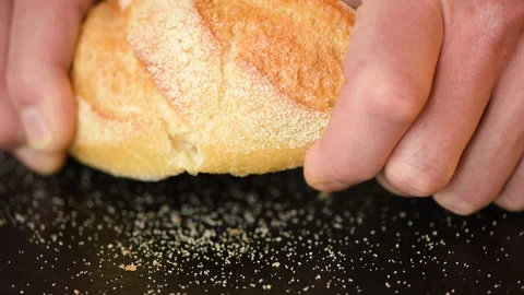 Break the bread 1583 Stock Footage 147680158