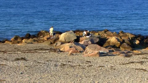 A Break on the Breakwater Stock Footage 8922119