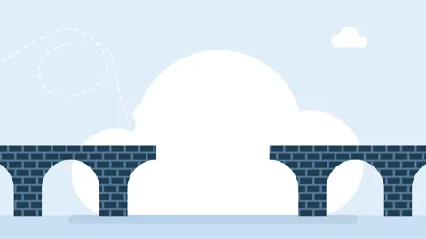 Break in the brick bridge. Brick bridge with arches stretches over calm water Stock Footage 318441210