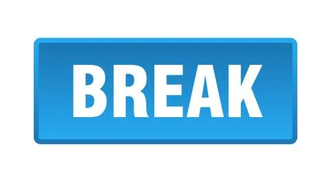 Break button. break square blue push button Illustrazione stock