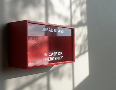 Break In Case Of Emergency Red Box Stock Photos