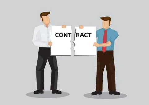 Break a Contract Metaphor Cartoon Vector Illustration Stock Illustration