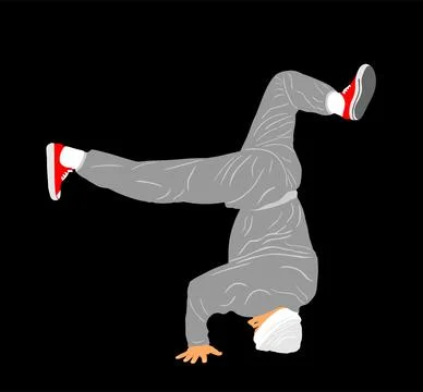 Break dance boy vector illustration isolated on black background. Illustrazione stock