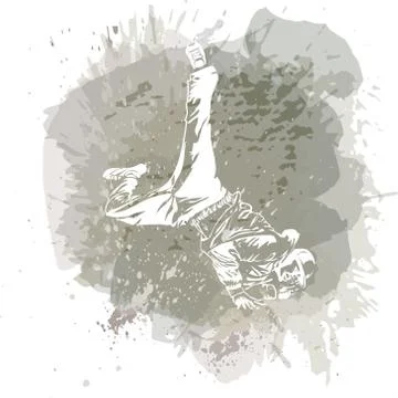 Break dance dancer on handcrafted splashes background, modern trend backgroun Stock Illustration