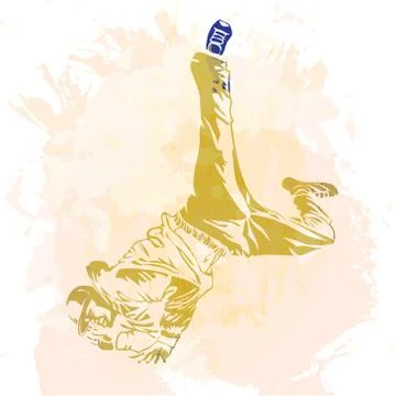 Break dance dancer on handcrafted splashes background, modern trend backgroun Stock Illustration