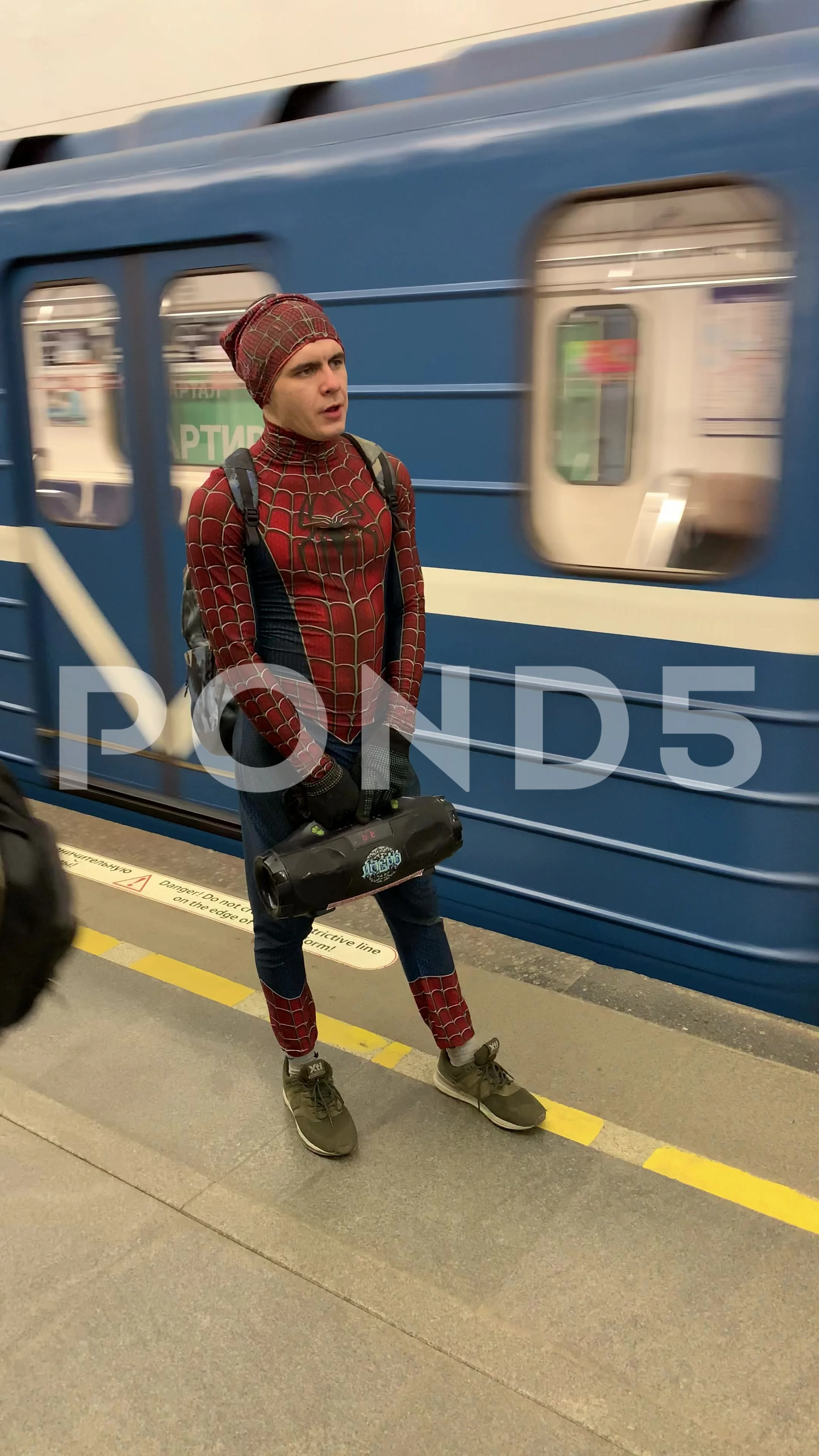 Break-dance dancer in spiderman costume ... | Stock Video | Pond5