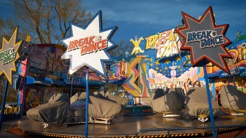Break Dance Funfair Thrill Ride Stock Footage 106626430