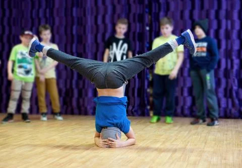 Break dance kid in action Stock Photos