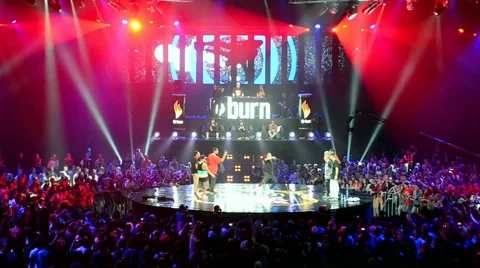 Break-dance show Burn Battle School 2014 in Kiev, Ukraine. Video stock 41508929