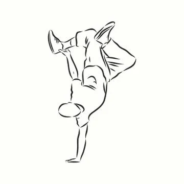 Break dancer-continuous line drawing. break dance, dancer, vector sketch illu Stock Illustration