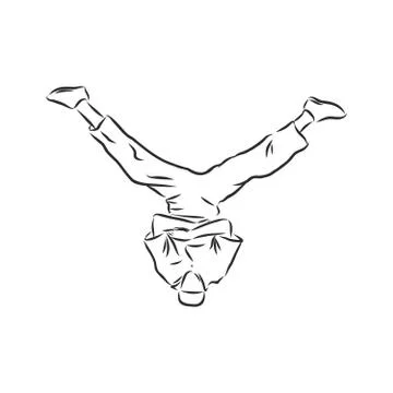 Break dancer-continuous line drawing. break dance, dancer, vector sketch illu Stock Illustration