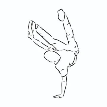 Break dancer-continuous line drawing. break dance, dancer, vector sketch illu Stock Illustration