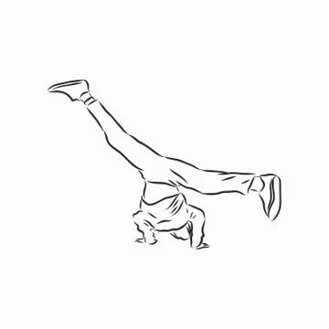 Break dancer-continuous line drawing. break dance, dancer, vector sketch illu Stock Illustration