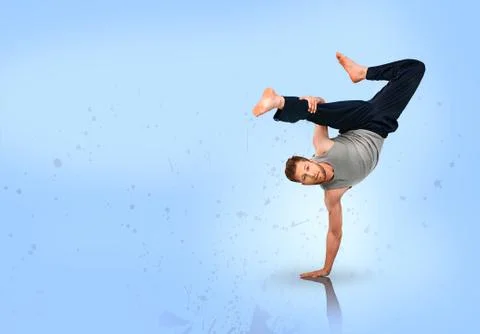 Break dancer doing handstand Stock Illustration