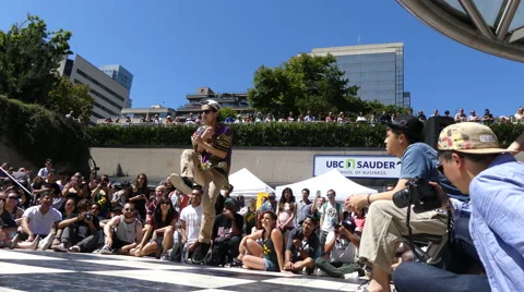 Break dancer festival crowd Stock Footage 65587170