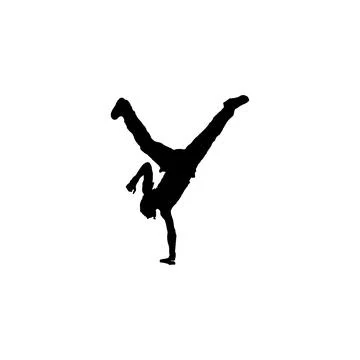 Break dancer icon. Simple style break dance lessons course big sale poster .. Stock Illustration
