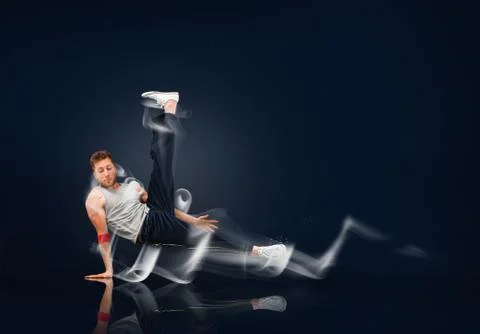 Break dancer mid turn Stock Illustration
