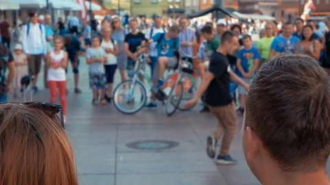 Break Dancer in the Old Town of Warsaw in Slow Motion Stock Footage 111970341