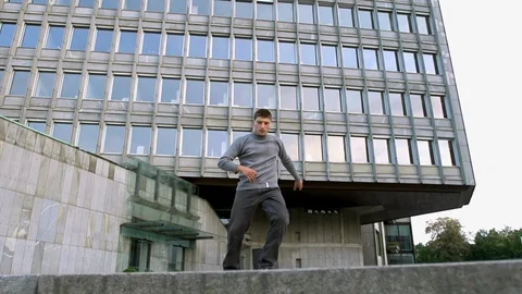 Break Dancer Powerfully Spinning On The Floor Stock Footage 87709810