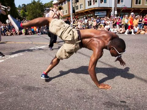 Break dancer in the summer solstice parade Stock Photos