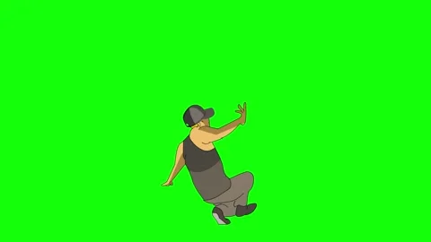 Break dancing outdoors  on green background Stock Footage 242741876