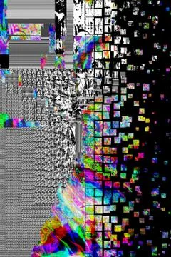 Break, disintegration elements with glitch effect. Retro vintage technology b Stock Illustration