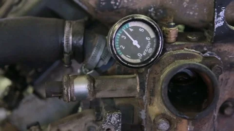 Break-in engine after repair. Close-up Stock Footage 82911630