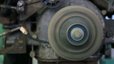 Break-in engine after repair. Close-up Stock Footage 82916694