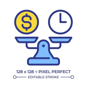 Break even point pixel perfect line color icon Illustrazione stock