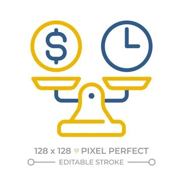 Break even point pixel perfect two color line icon 스톡 일러스트