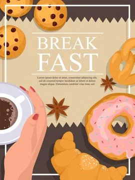 Break fast flyer, poster or menu cover template Stock Illustration