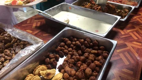 Break fasting menu during Ramadhan Stock Footage 270461328