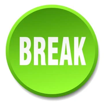 Break green round flat isolated push button Illustrazione stock