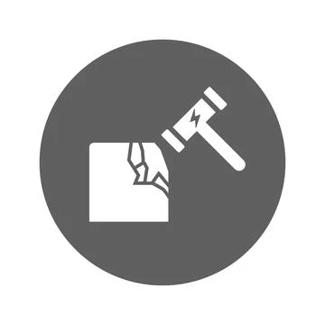 Break, hammer, heavy icon. Gray vector graphics. Stock Illustration