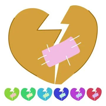 Break heart broken vector cartoon graphic Ilustração Stock