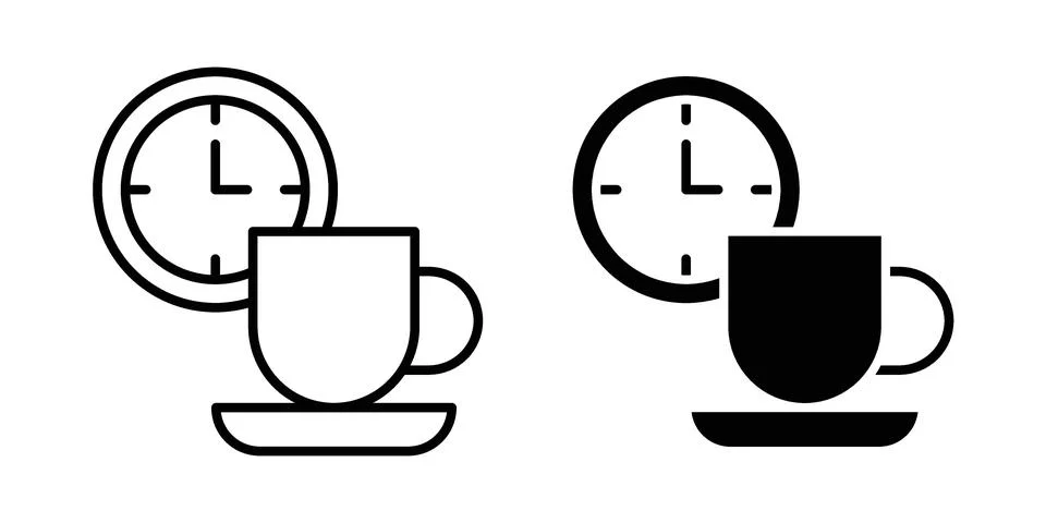 Break icon linear versions pack on white background Stock Illustration