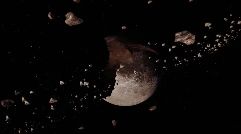 Break up of the moon,destruction Video stock 53835361