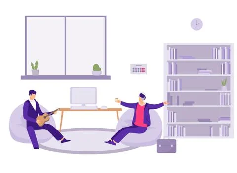 Break in office work illustration. Time for relaxation and rest at workplace Stock Illustration
