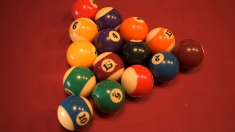 Break Pool Spread on Billiards Table Game, Overhead Shot Stock Footage 109534689